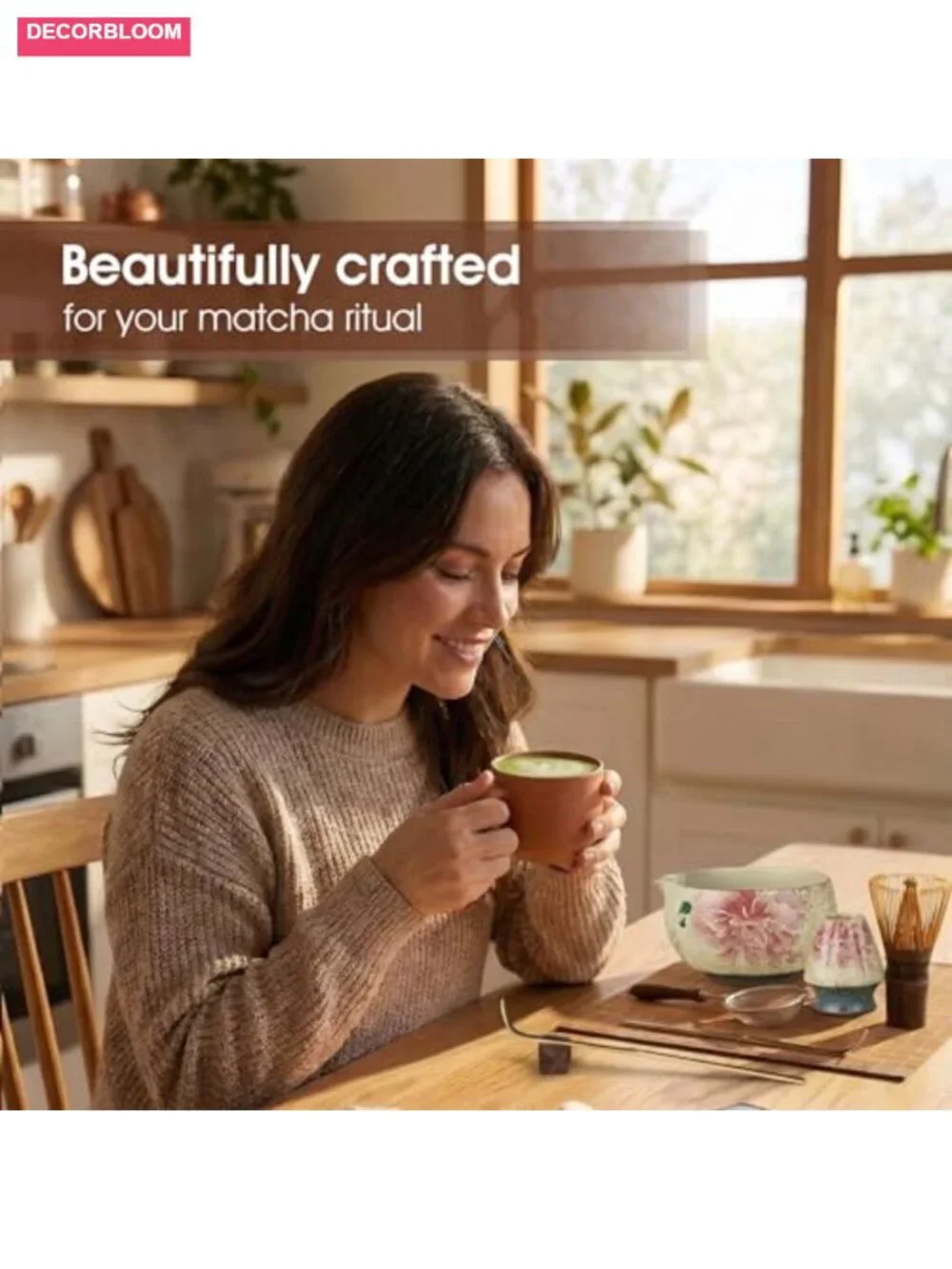 7-Piece Matcha Set with 100-Prong Bamboo Whisk and Bowl